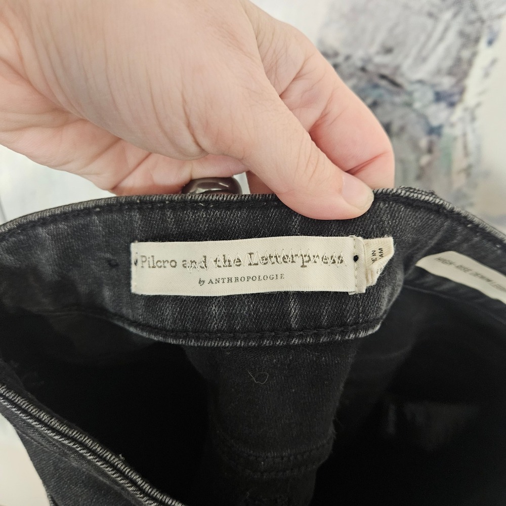 Pilcro and the Letterpress Anthropologie High Rise Moto Denim Leggings Black 25 - Picture 5 of 11